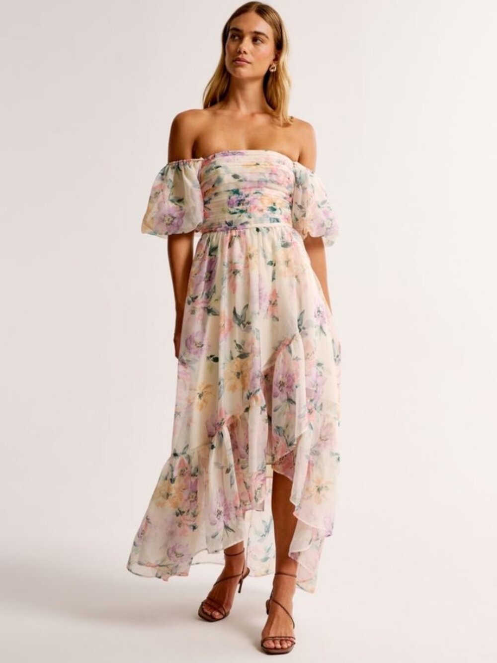 Abercrombie & Fitch Emerson Drama Maxi Cream Floral NWT Romantic Dress Lp